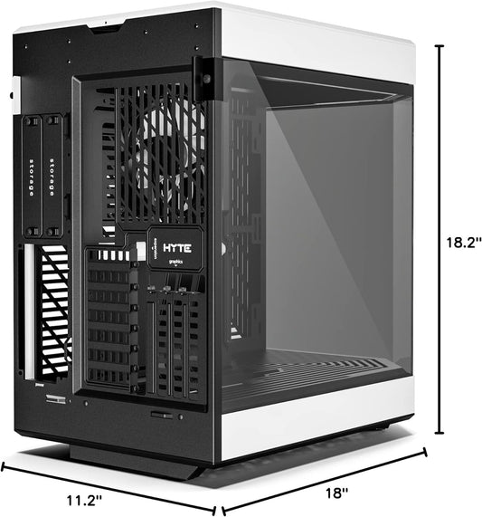 HYTE Y60 Modern Aesthetic Dual Chamber Panoramic Tempered Glass Mid-Tower ATX Computer Gaming Case with PCIE 4.0 Riser Cable Included, White (CS-HYTE-Y60-BW)