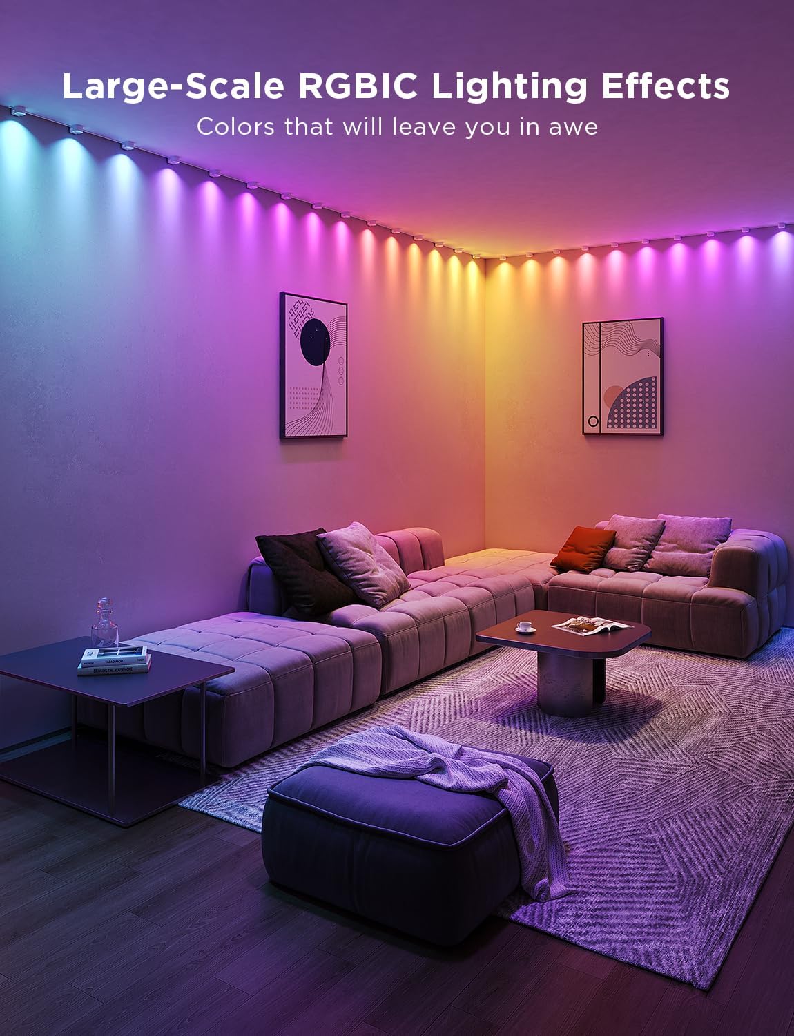 Govee rgbic string downlights, smart led string lights works with alexa,  16.4ft/5m with 25 leds, music sync, white - ‎h608a