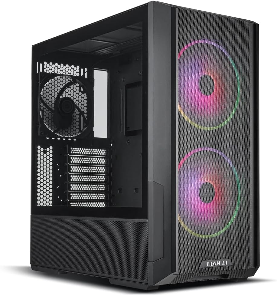 LIAN LI LANCOOL 216 E-ATX PC Case, Airflow Focus RGB Gaming Computer Case with All-Around Mesh Panels, 2x160mm & 1x140mm PWM Fans Pre-Installed and Innovative Rear PCIe Fan Bracket Chassis (Black)