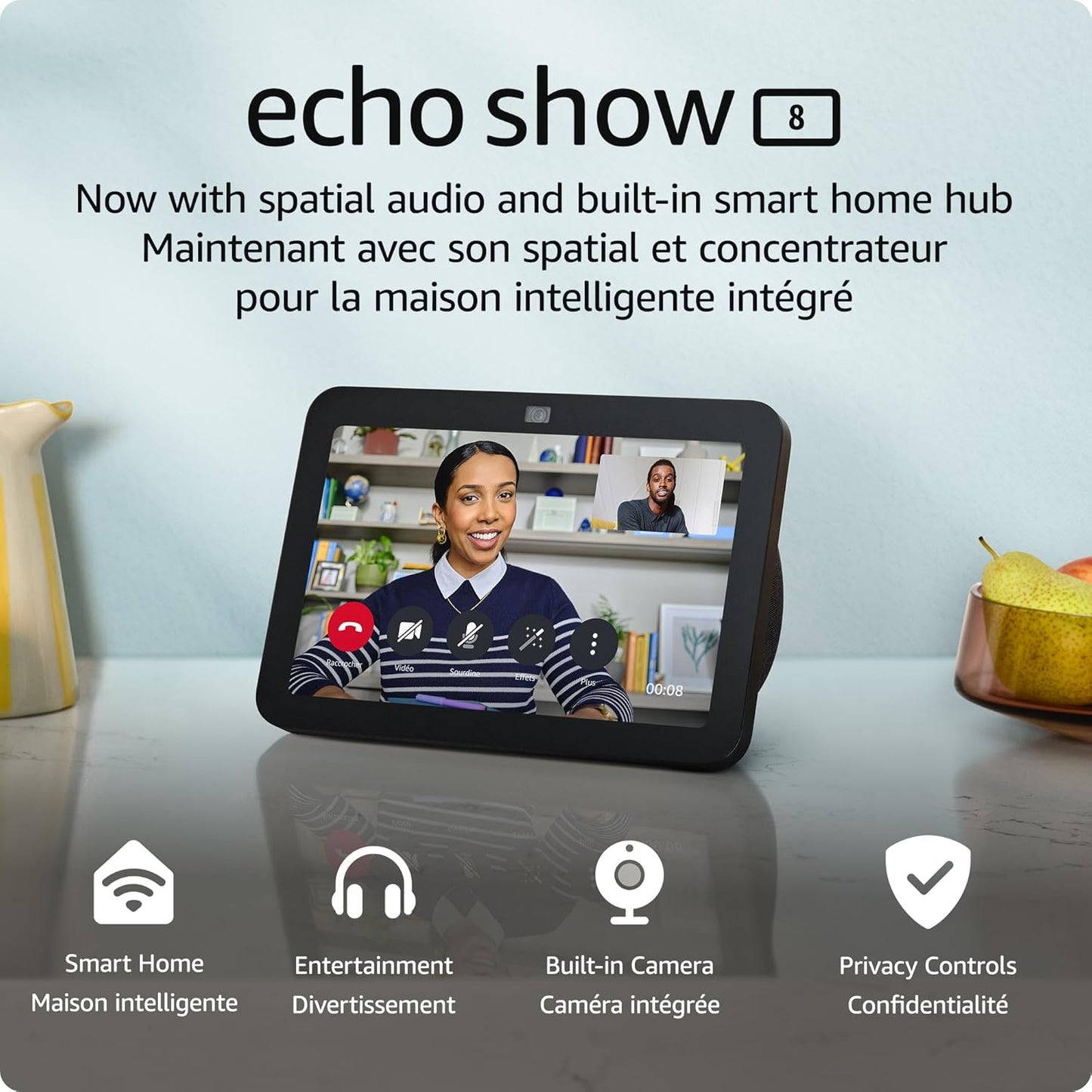 Amazon Echo Show 8, with Spatial Audio, Smart Home Hub, Charcoal, with Alexa+ Early Access
