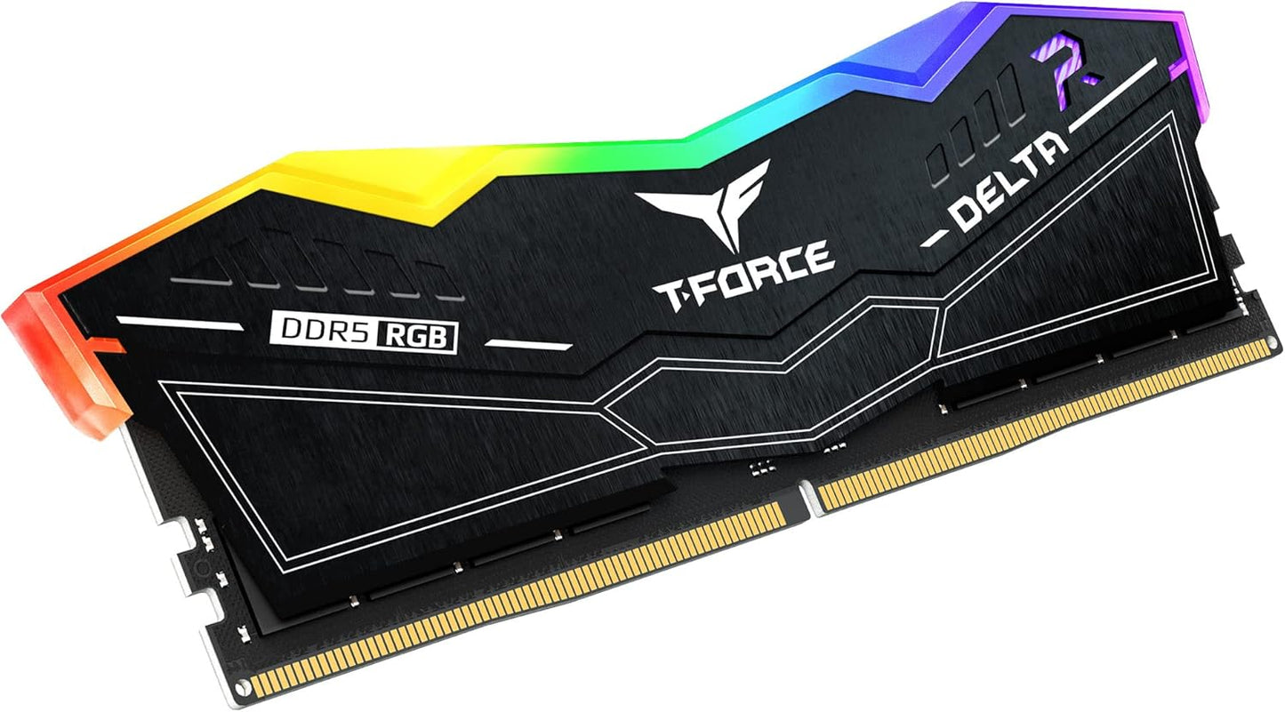 TEAMGROUP T-Force Delta RGB DDR5 Ram 32GB (2x16GB) 6200MHz PC5-49600 CL38 Desktop Memory Module Ram for 600 700 Series Chipset XMP 3.0 Ready Black - FF3D532G6200HC38ADC01-GC