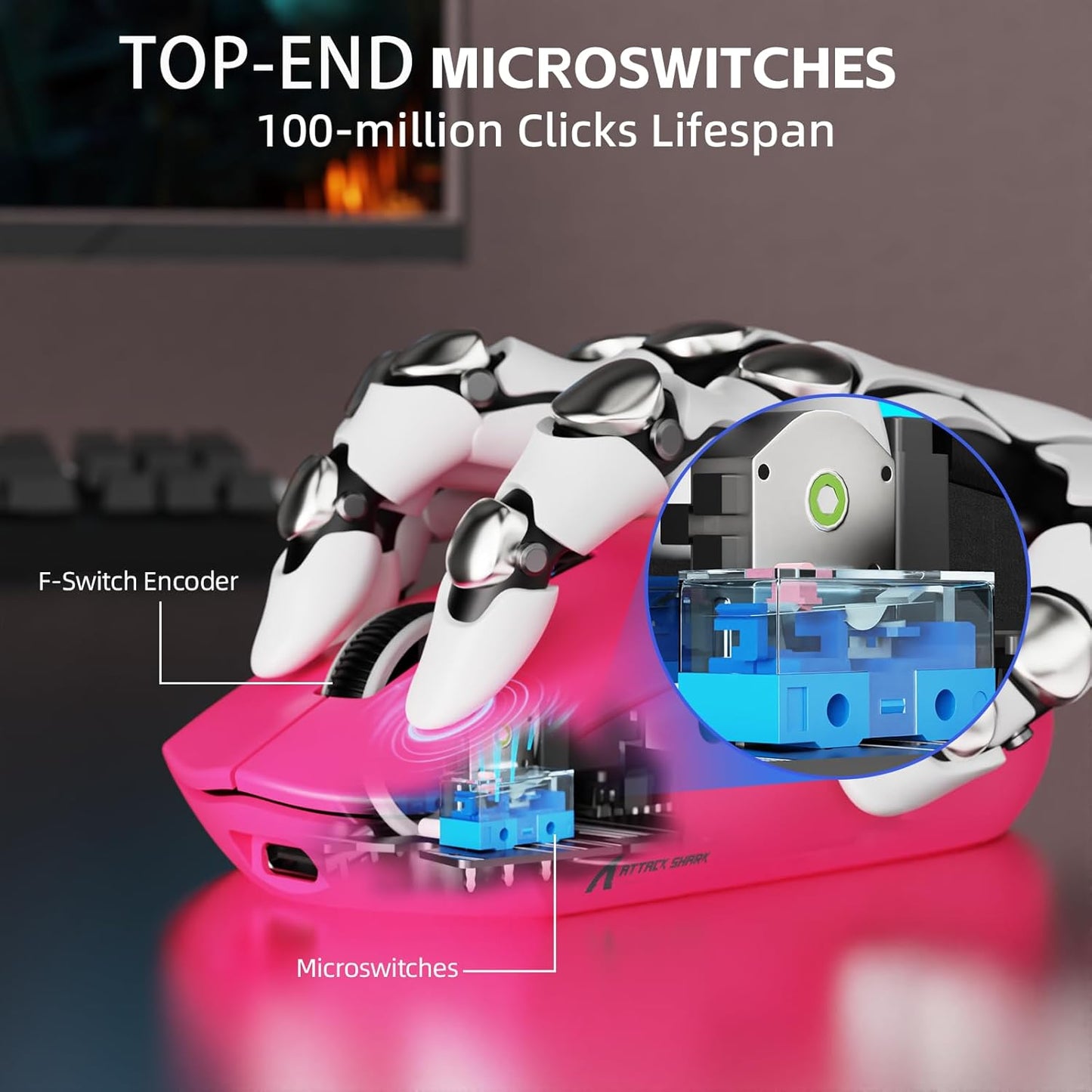 ATTACK SHARK G3PRO Wireless Gaming Mouse with Magnetic Charging Dock, PixArt PAW3311 Sensor, Up to 25000 DPI, BT/2.4Ghz/Wired, 100M Clicks, 500mAh, 59g SUPERLIGHT Mice for Win11/Xbox/PS/Mac -BerryRed