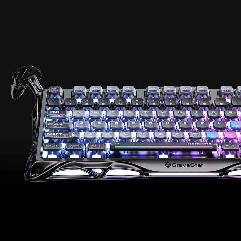GravaStar Mercury K1 Pro Special Edition, Cyberpunk, 75% Mechanical Keyboard, Tri-Mode Wireless, Aluminum Frame, Pudding Keycaps | GS K1 PRO_CBLK