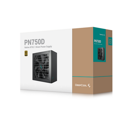 DeepCool PN750D Non-Modular Power Supply, 750W Power, 80 Plus Gold Certified, 120mm Fan Size, Active PFC + Full Bridge SRC LLC + DC to DC, Hydro Bearing, Black.