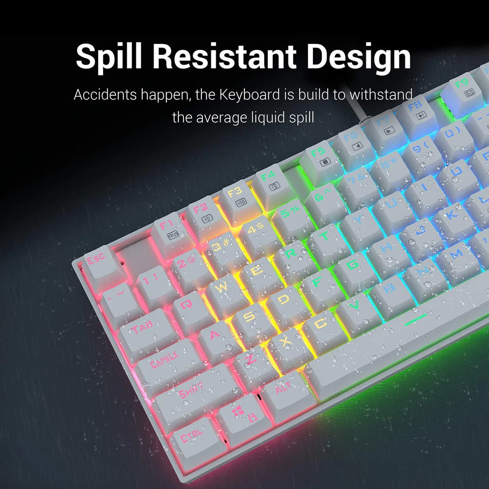 Redragon KUMARA K552 - TKL WIRED MECHNICAL KEYBAORD RGB WHITE (Blue Switch)
