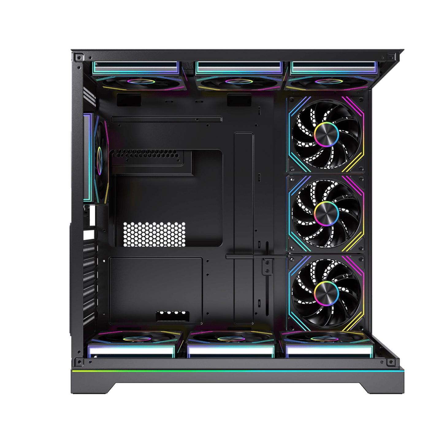 Acegeek Mercury R425X ATX Computer Case, Up to 360mm Radiator & 10x Fan Support, Dual Side Full Tempered Glass, 0.7mm SPCC Material, USB 3.0, USB 2.0 x2, HD Audio, Black