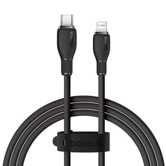 BASEUS Pudding Series 1.2m Type-C to iP Fast Charging Cable 20W 480Mbps Charging Data Cord - Black