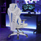 OneGame Ergonomic Gaming Chair – Racing Style PC Chair with Lumbar Support & Adjustable Backrest, White & Blue