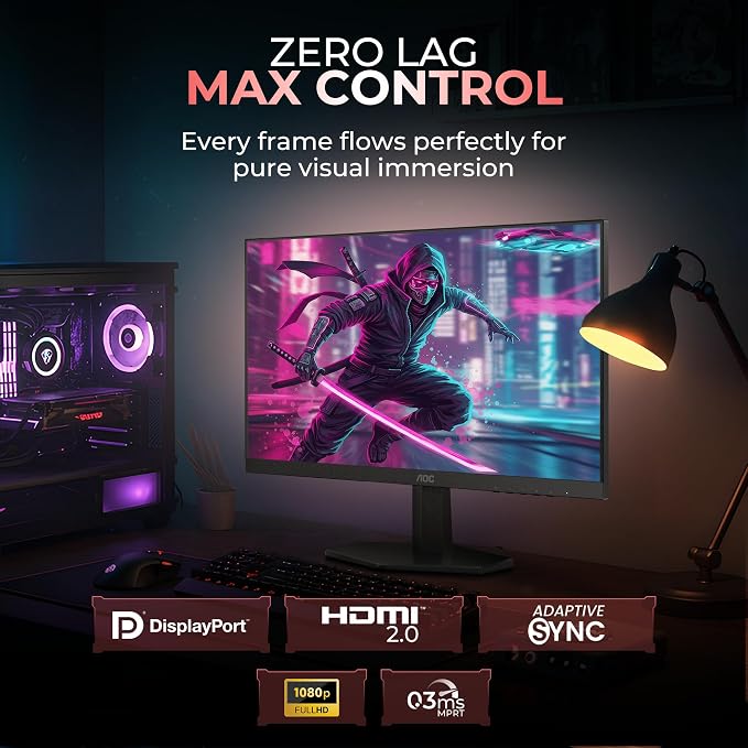 AOC GAMING 24G50Z 24-Inch Full HD 1080p, 260Hz, 0.3ms Fast IPS Gaming Monitor – Black