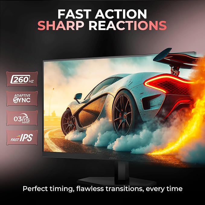 AOC GAMING 24G50Z 24-Inch Full HD 1080p, 260Hz, 0.3ms Fast IPS Gaming Monitor – Black