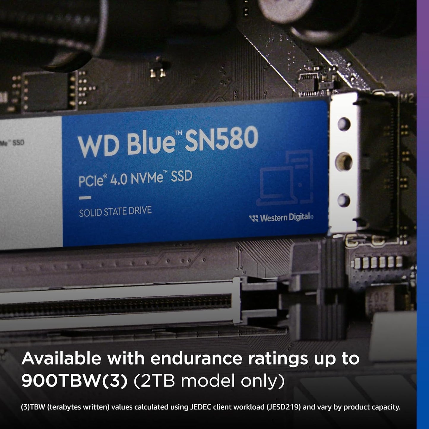 Western Digital 1TB WD Blue SN580 NVMe Internal Solid State Drive SSD - Gen4 x4 PCIe 16Gb/s, M.2 2280, Up to 4,150 MB/s - GC