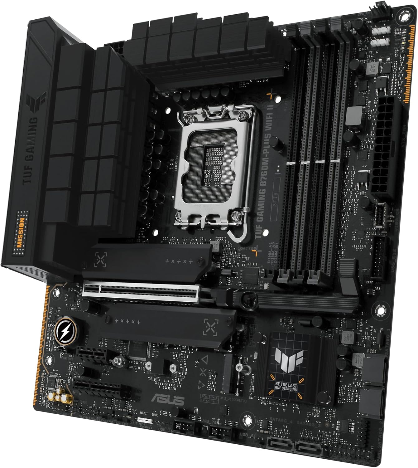 Asus TUF GAMING B760M-PLUS WIFI II DDR5 Motherboard, 4 x DIMM slots, Max. 192GB, Intel B760 Chipset, 1 x Realtek 2.5Gb Ethernet TUF LANGuard, Wi-Fi 6E, Bluetooth v5.3, PCIe 5.0 for graphics cards, Two-Way AI Noise Cancelation | 90MB1HE0