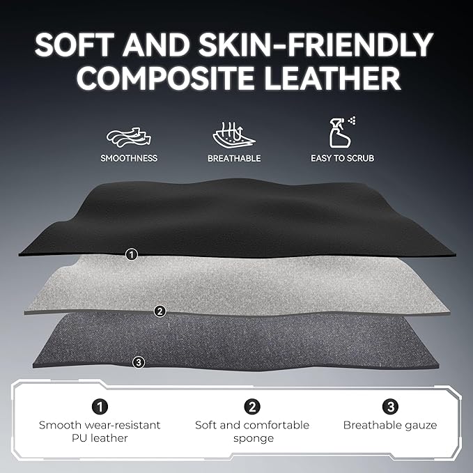 OneGame Gaming Chair Ergonomic, Racing Style PU Leather Game Chair, Adjustable Backrest Swivel Ergonomic Gamer Chair with Lumbar Support, Black