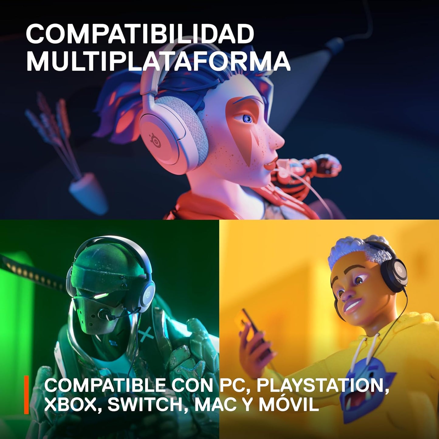 SteelSeries Arctis Nova 1 Multi-System Gaming Headset — Hi-Fi Drivers — 360° Spatial Audio — Comfort Design — Durable — Ultra Lightweight — Noise-Cancelling Mic — PC, PS5/PS4, Switch, Xbox - White