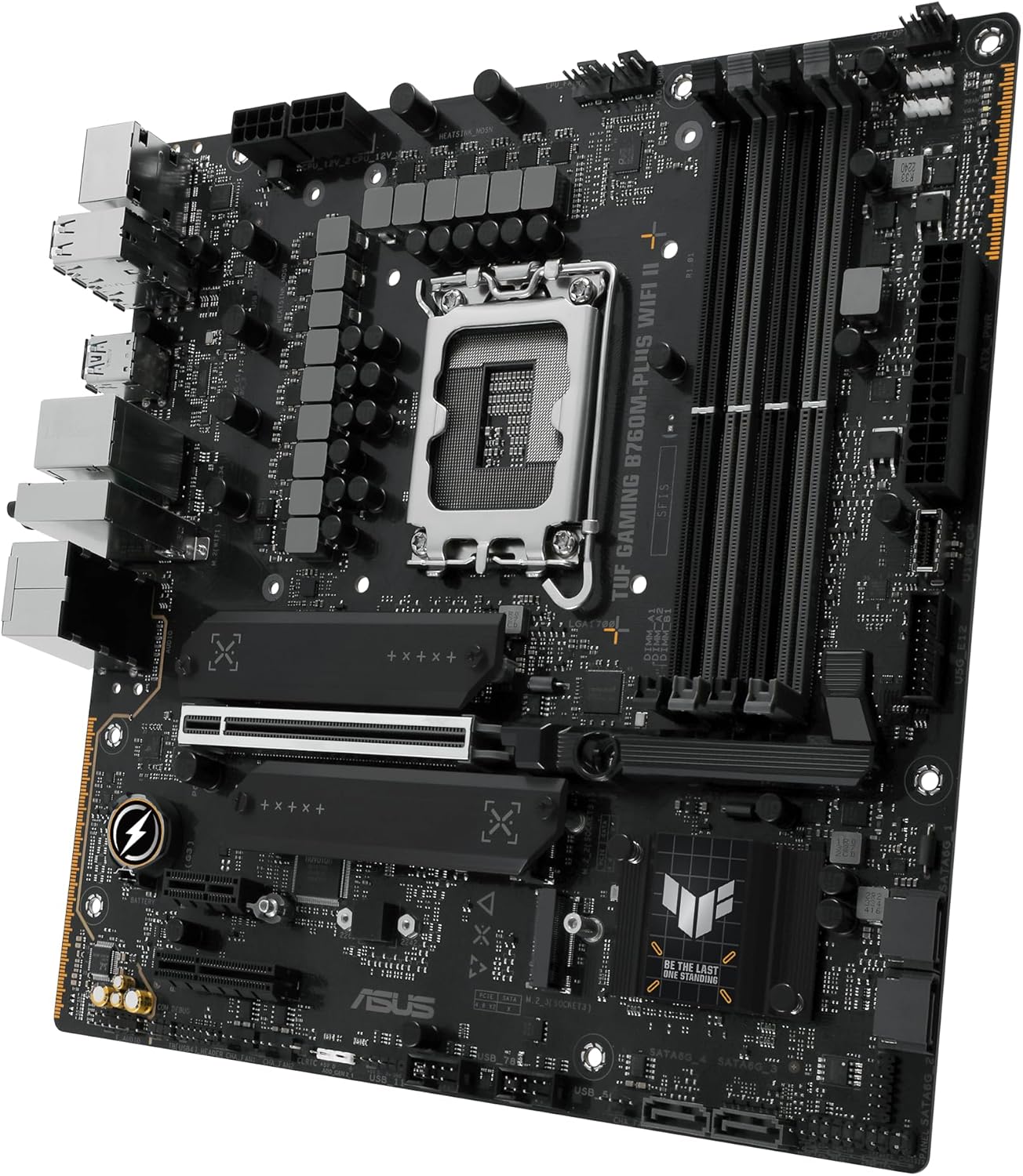 Asus TUF GAMING B760M-PLUS WIFI II DDR5 Motherboard, 4 x DIMM slots, Max. 192GB, Intel B760 Chipset, 1 x Realtek 2.5Gb Ethernet TUF LANGuard, Wi-Fi 6E, Bluetooth v5.3, PCIe 5.0 for graphics cards, Two-Way AI Noise Cancelation | 90MB1HE0