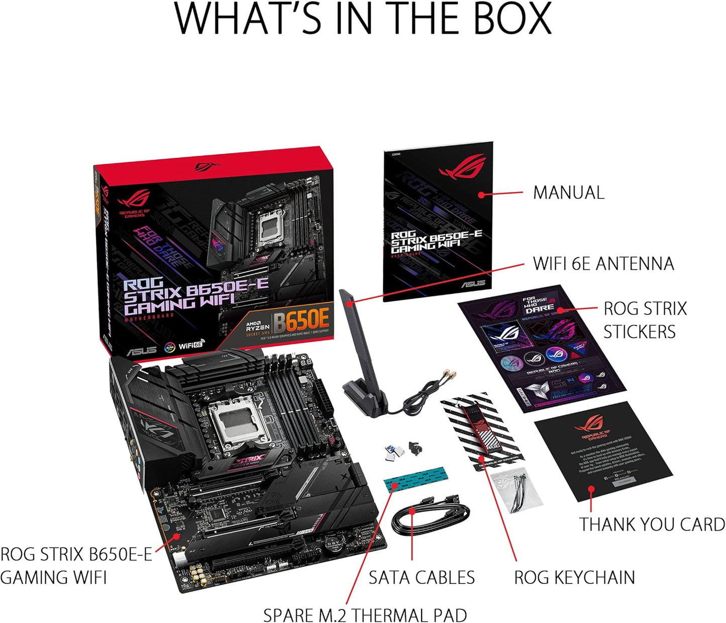 Asus ROG Strix B650E-E Gaming WiFi AM5-LGA1718 Ryzen 7000 Gaming ATX Motherboard(16+2 Power Stages,DDR5,4X M.2 Slots, PCIe® 5.0, WiFi 6E, 2.5G LAN,USB 3.2 Gen