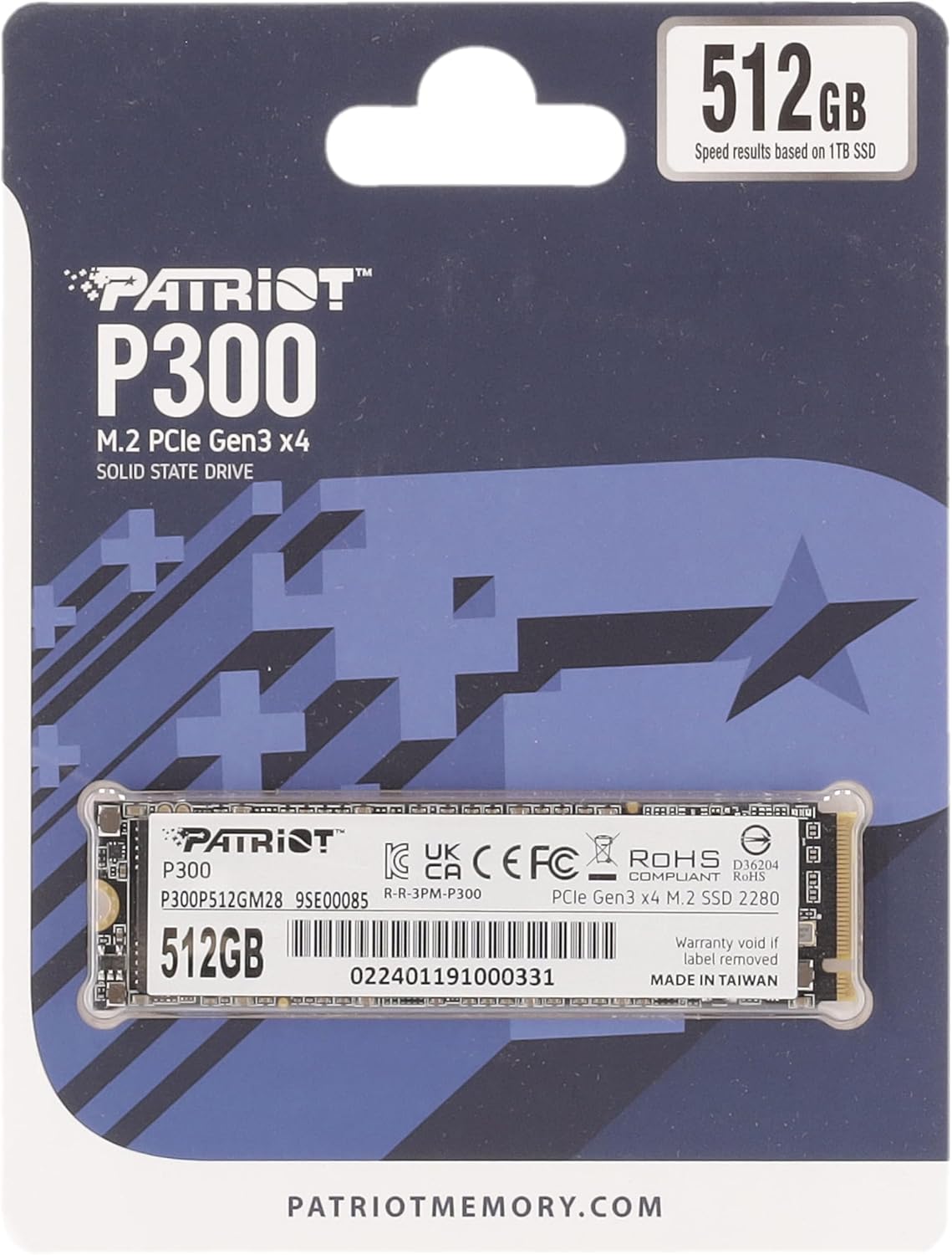 Patriot P300 512GB PCIe Gen3 x4 M.2 2280 SSD Low-Power Consumption SSD