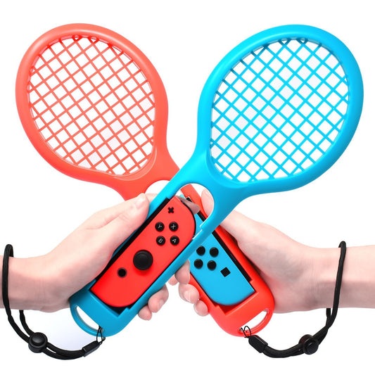 DOBE 2 Pack Tennis Racket for Nintendo Switch Joy-Con Controller Grips Tennis Racket with Hand Straps for Mario Tennis Aces (Blue and Red)