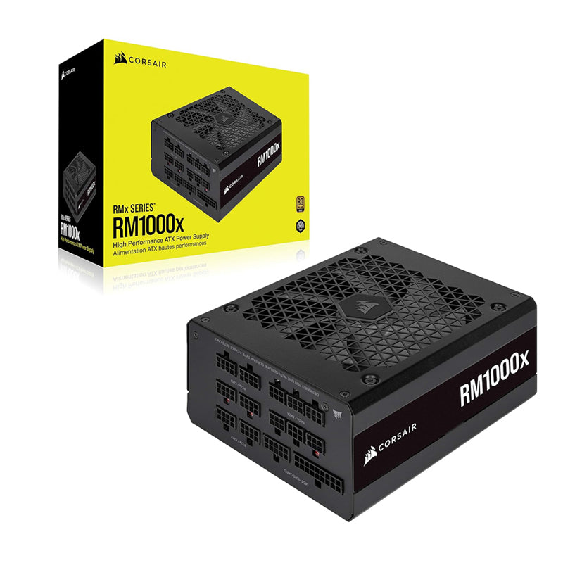 CORSAIR RM1000x Fully Modular ATX Power Supply - 80 PLUS Gold - Low-Noise Fan - Zero RPM - Black