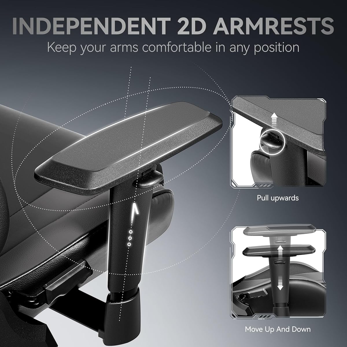 OneGame Gaming Chair Ergonomic, Racing Style PU Leather Game Chair, Adjustable Backrest Swivel Ergonomic Gamer Chair with Lumbar Support, Black&gray