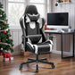OneGame Gaming Chair, High Back Computer Leather Game Chair 155°Adjustable Backrest Swivel Ergonomic Office Gamer Chair with Lumbar Support-White&Black