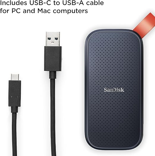 SanDisk 2TB Portable SSD - Up to 800MB/s, USB-C, USB 3.2 Gen 2 - SDSSDE30-2T00-G26