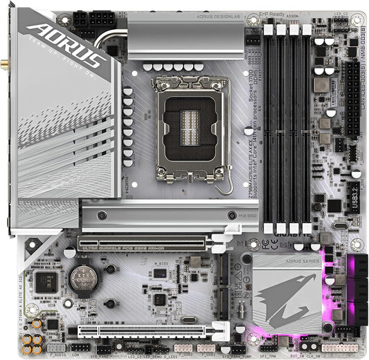 GIGABYTE Z790M AORUS Elite AX ICE LGA 1700 Intel Z790 M-ATX Motherboard with DDR5, Triple M.2, PCIe 5.0, USB 3.2 Gen2X2 Type-C, Intel Wi-Fi 6E, 2.5GbE LAN, Q-Flash Plus, EZ-Latch Plus-GC