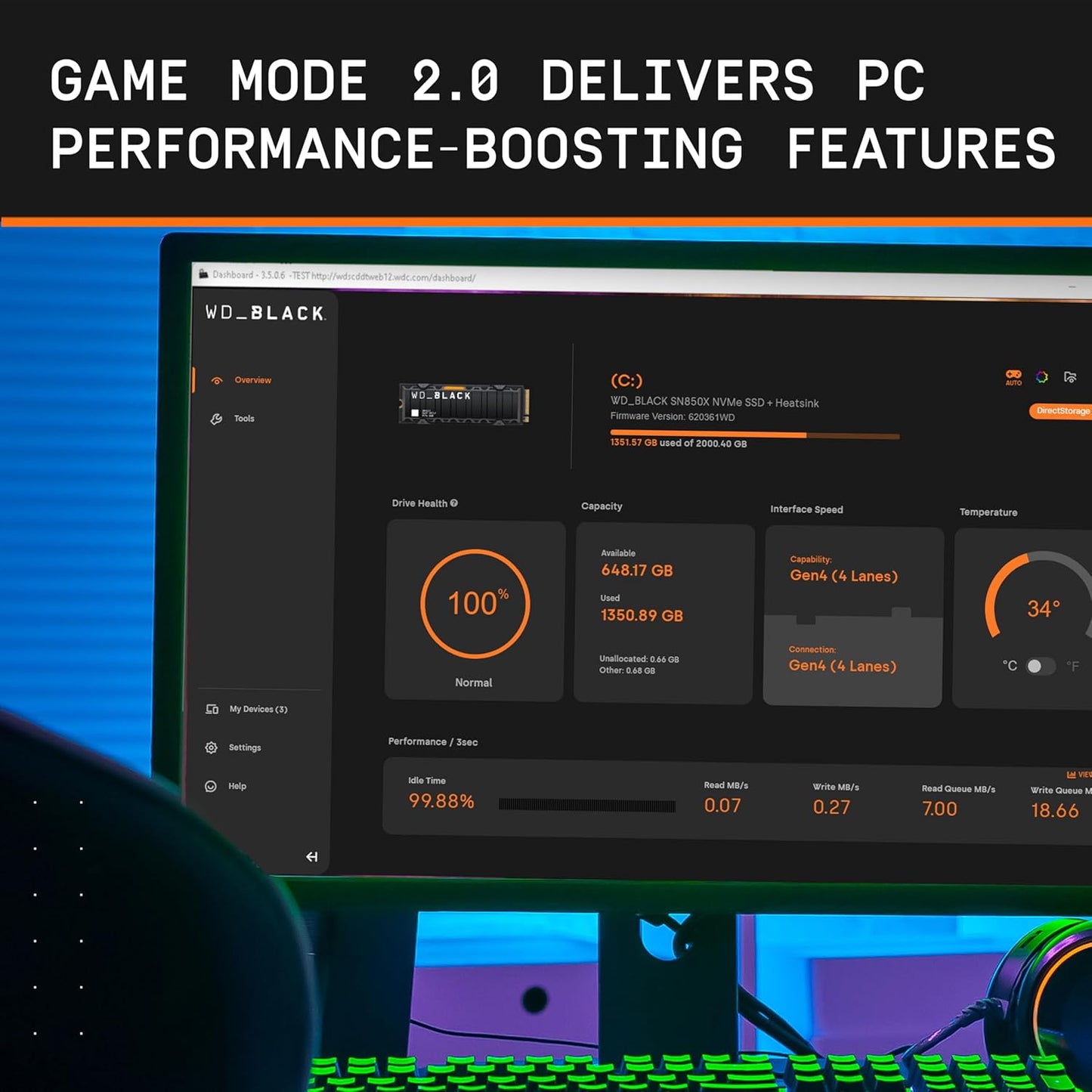 WD_BLACK 1TB SN850X NVMe Internal Gaming SSD Solid State Drive - Gen4 PCIe, M.2 2280, Up to 7,300 MB/s - WDS100T2X0E