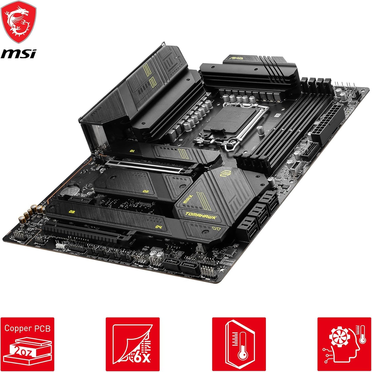 Msi MAG Z790 TOMAHAWK MAX WIFI Intel® LGA 1700 ATX Motherboard, Intel Z790 Chipset, 4x DDR5, 1x HDMI™, 2x PCI-E x16 slot, 4x M.2, 8x SATA 6G, Intel® 2.5Gbps LAN, Wi-Fi 7, Realtek® ALC4080 Codec, 4x EZ Debug LED, High Quality PCB | 911-7E25-010