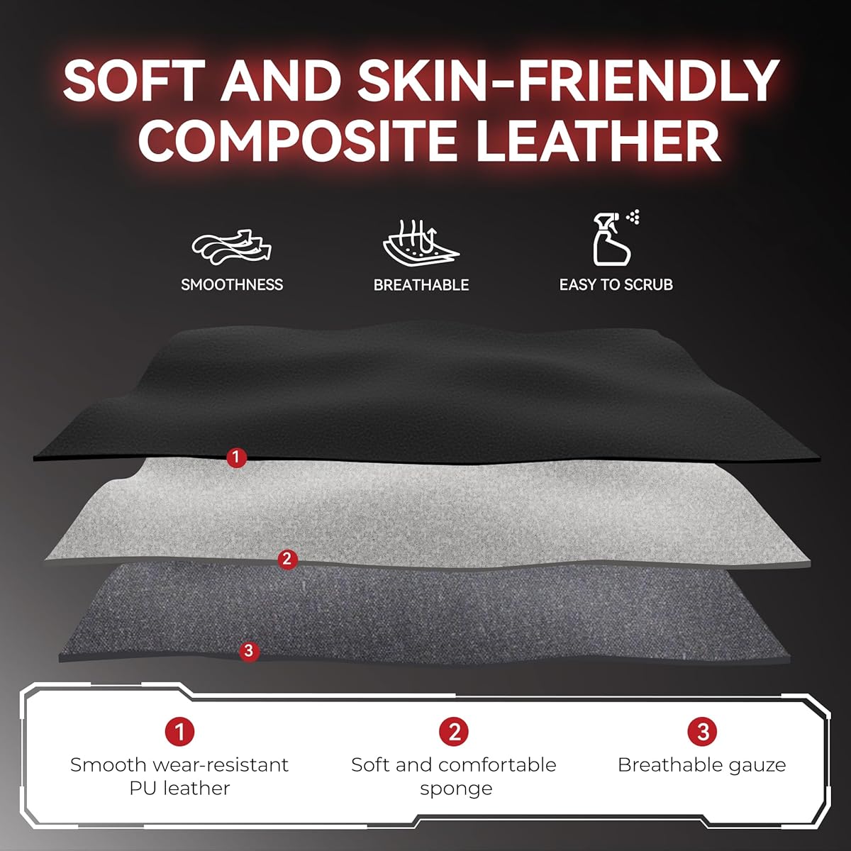 OneGame Gaming Chair, High Back Computer Leather Chair 155°Adjustable Backrest Swivel Ergonomic Office Chair with Lumbar Support, Black&Red