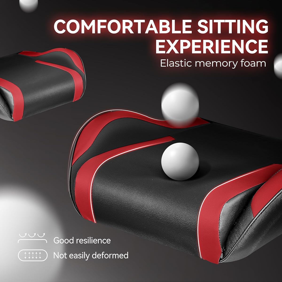 OneGame Gaming Chair, High Back Computer Leather Chair 155°Adjustable Backrest Swivel Ergonomic Office Chair with Lumbar Support, Black&Red