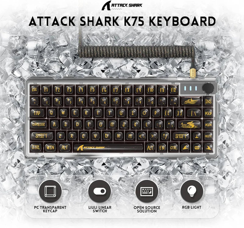 ATTACK SHARK K75 Transparent Mechanical Keyboard-Black