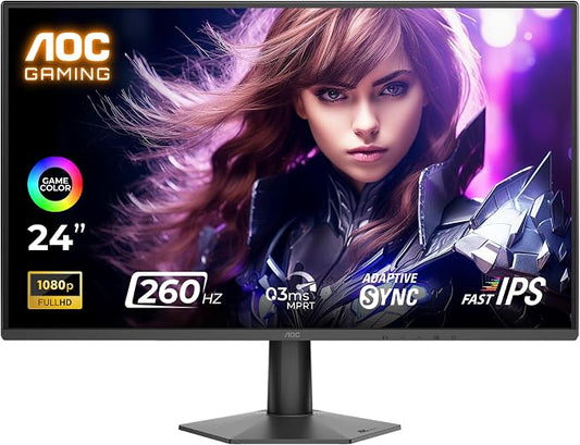 AOC GAMING 24G50Z 24-Inch Full HD 1080p, 260Hz, 0.3ms Fast IPS Gaming Monitor – Black
