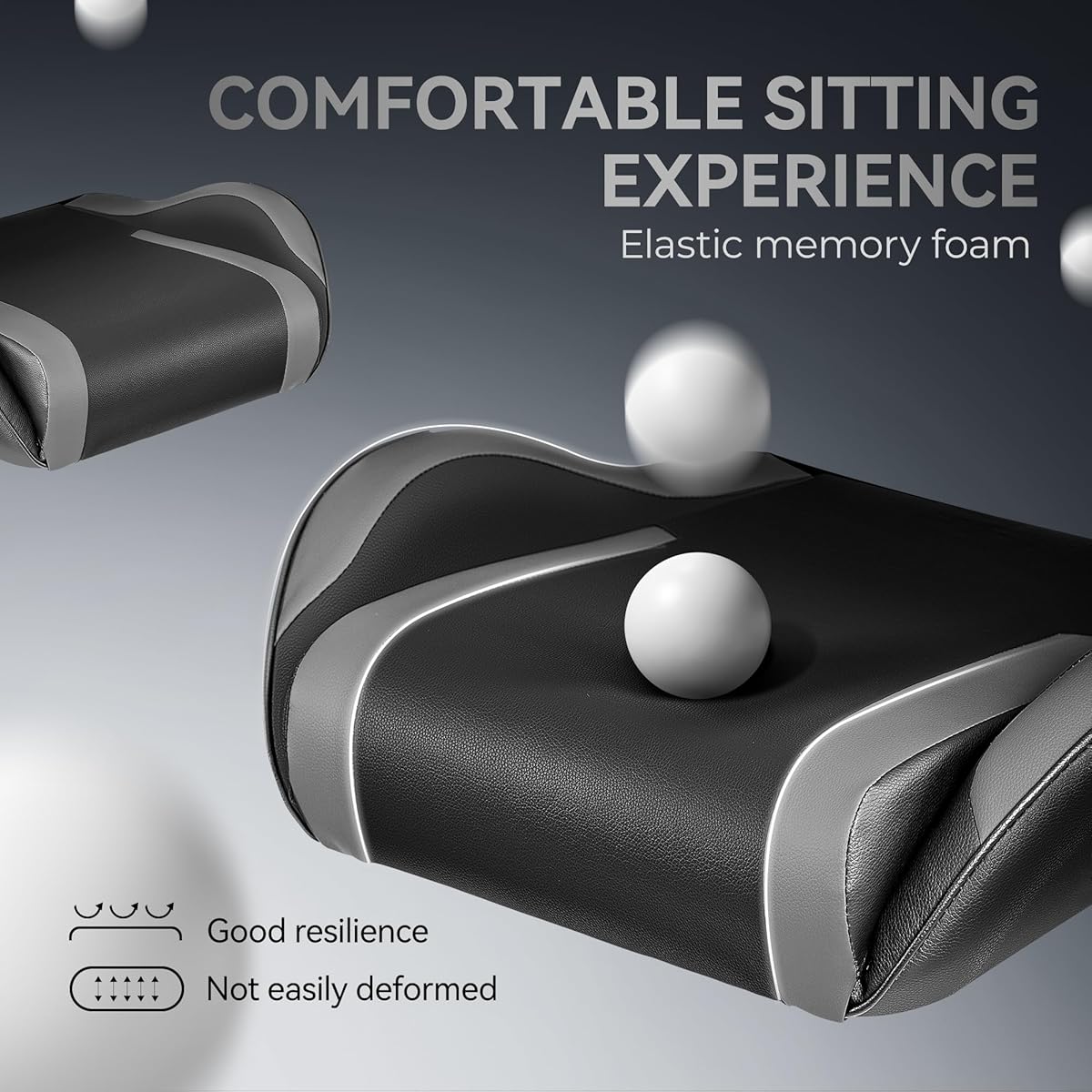 OneGame Gaming Chair Ergonomic, Racing Style PU Leather Game Chair, Adjustable Backrest Swivel Ergonomic Gamer Chair with Lumbar Support, Black&gray