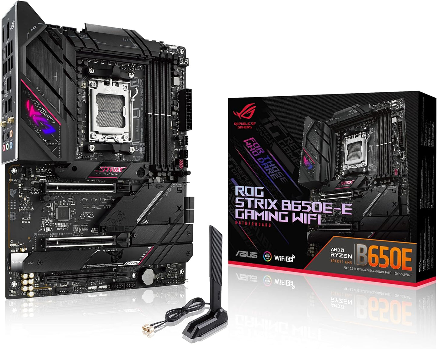 Asus ROG Strix B650E-E Gaming WiFi AM5-LGA1718 Ryzen 7000 Gaming ATX Motherboard(16+2 Power Stages,DDR5,4X M.2 Slots, PCIe® 5.0, WiFi 6E, 2.5G LAN,USB 3.2 Gen