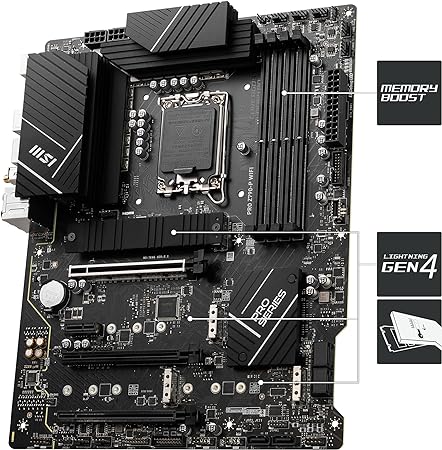 MSI PRO Z790-P WiFi ProSeries Motherboard, Supports 12th/13th Gen Intel Processors, LGA 1700, DDR5, PCIe 5.0, M.2, 2.5Gbps LAN, USB 3.2 Gen2, Wi-Fi 6E, ATX