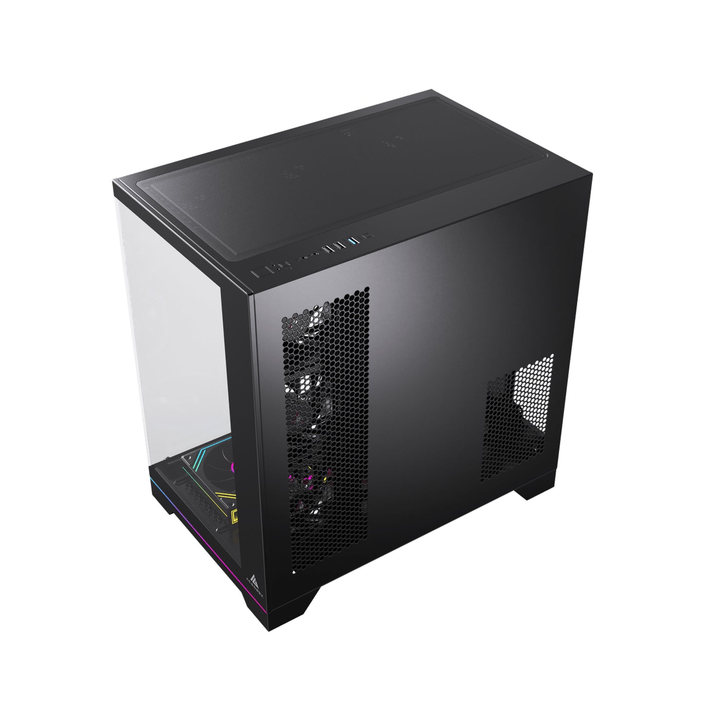 Acegeek Mercury R425X ATX Computer Case, Up to 360mm Radiator & 10x Fan Support, Dual Side Full Tempered Glass, 0.7mm SPCC Material, USB 3.0, USB 2.0 x2, HD Audio, Black