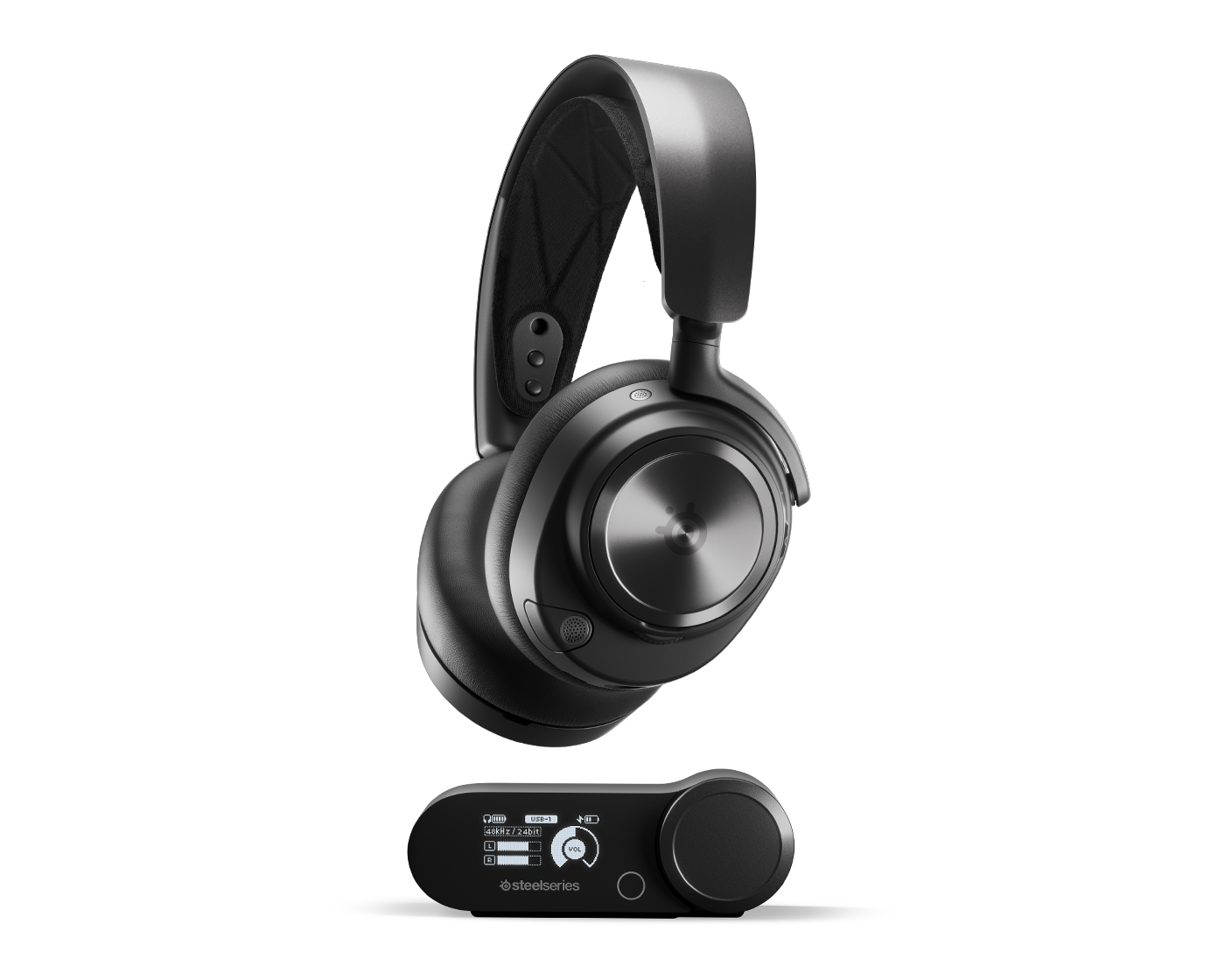 SteelSeries Arctis Nova Pro Wireless Multi-System Gaming Headset - Premium Hi-Fi Drivers - Active Noise Cancellation - Infinity Power System - Stealth Retractable Mic - PC, PS5/PS4, Switch, Mobile