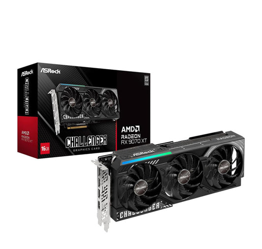 ASRock Radeon RX 9070 XT Challenger 16GB OC Graphics Card - AMD RDNA 4 Architecture, 2970 MHz Boost Clock, 16GB GDDR6, PCIe 5.0, DisplayPort 2.1a, HDMI 2.1b, Triple Fan Cooling Games Corner 