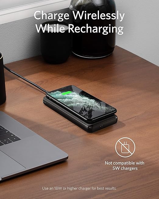 Anker Wireless Power Bank 10,000mAh PD, PowerCore III 10K Wireless Portable Charger with Qi-certified 10W Wireless Charging and 18W USB-C Quick Charge for iPhone 12, Pro, Pro Max, 11, Pro, iPad