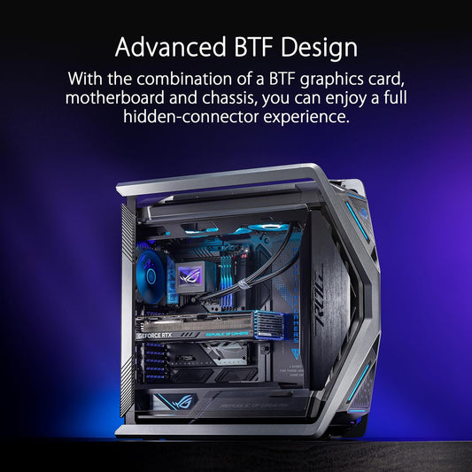 ASUS ROG Hyperion GR701 BTF Edition E-ATX Gaming Case - Supports Hidden Port Motherboards, 420mm Dual Radiator Support, 4x 140mm Fans, ARGB Fan Hub, 60W Fast Charge