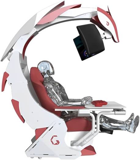 DXRacer Ingrem G1 Gaming Pod, High Strength Support 49 Monitor, Two Stage Boom Adjustment, One Button Start Intelligent Control, Red/White 6973193060158