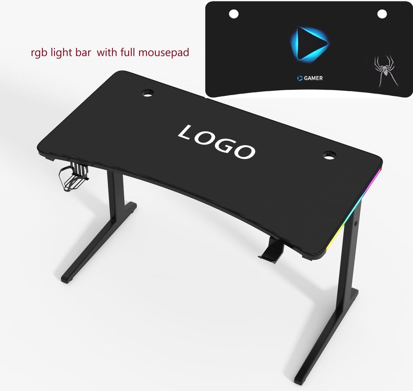 Carbon Fiber Textured Esports Gaming Table with RGB