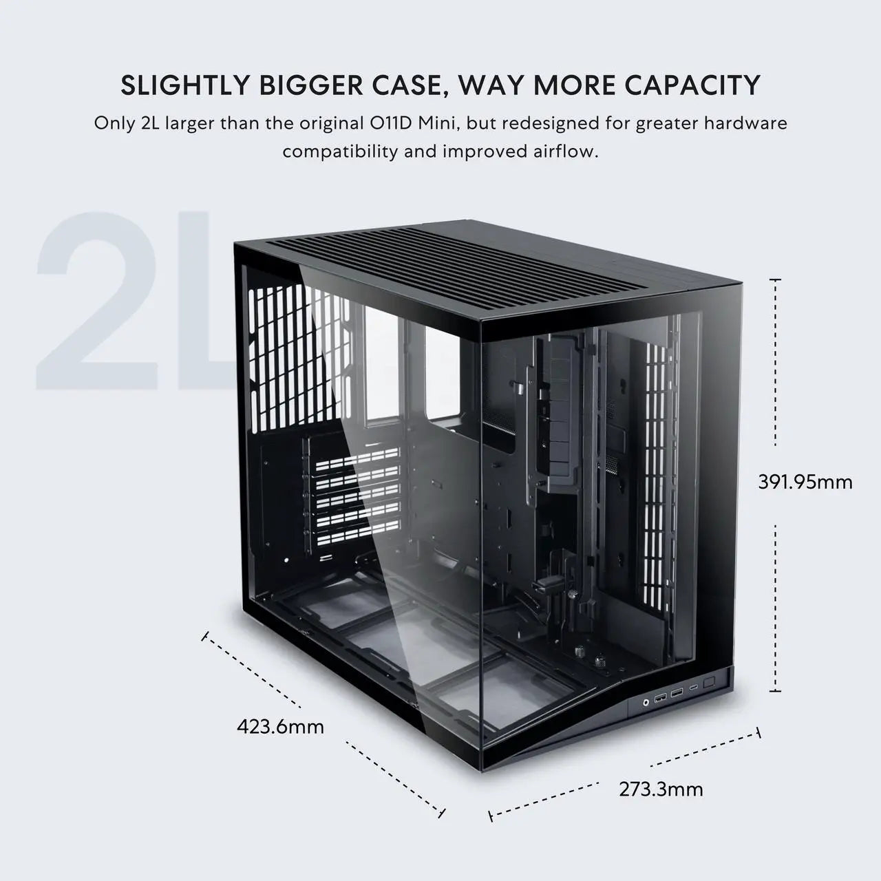 Lian Li O11D MINI V2 Compact ATX Mid-Tower Airflow Computer Case - Black - G99.O11DMIV2X.BLK.00