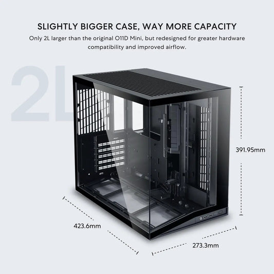 Lian Li O11D MINI V2 Compact ATX Mid-Tower Airflow Computer Case - Black - G99.O11DMIV2X.BLK.00
