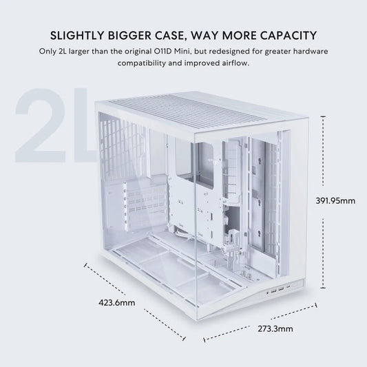Lian Li O11D MINI V2 Compact ATX Mid-Tower Airflow Computer Case - White - G99.O11DMIV2W.WH.00