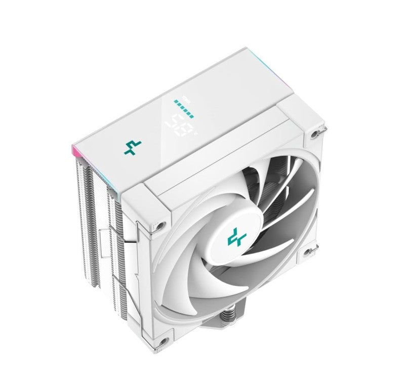 Deepcool AK400 Digital White Air Cooler, Single Tower, Real-Time CPU Status Screen, 4 Copper Heat Pipes, 220W Heat Dissipation, All White Design-GC