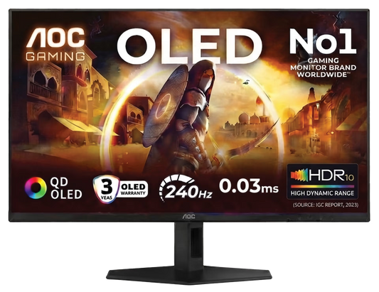 AOC Q27G40ZDF/89 27-Inch QHD QD-OLED Gaming Monitor – 2560×1440, 240Hz, 0.03ms (GtG), HDR10, Adaptive-Sync, DisplayPort 1.4, HDMI 2.0 Games Corner 