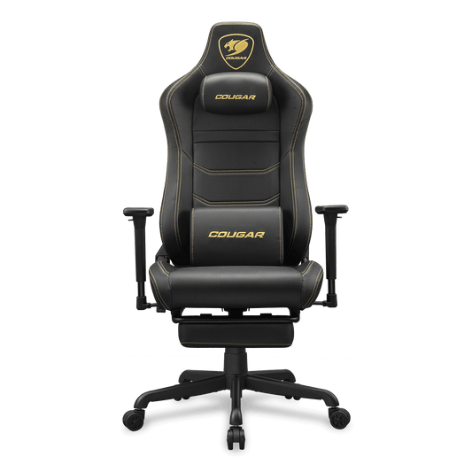 Cougar Armor EVO S Gaming Chair, Ergonomic Design, Premium PVC Leather, Adjustable Armrests, 160° Reclining Backrest, High-Density Foam, 5-Star Base,Gold