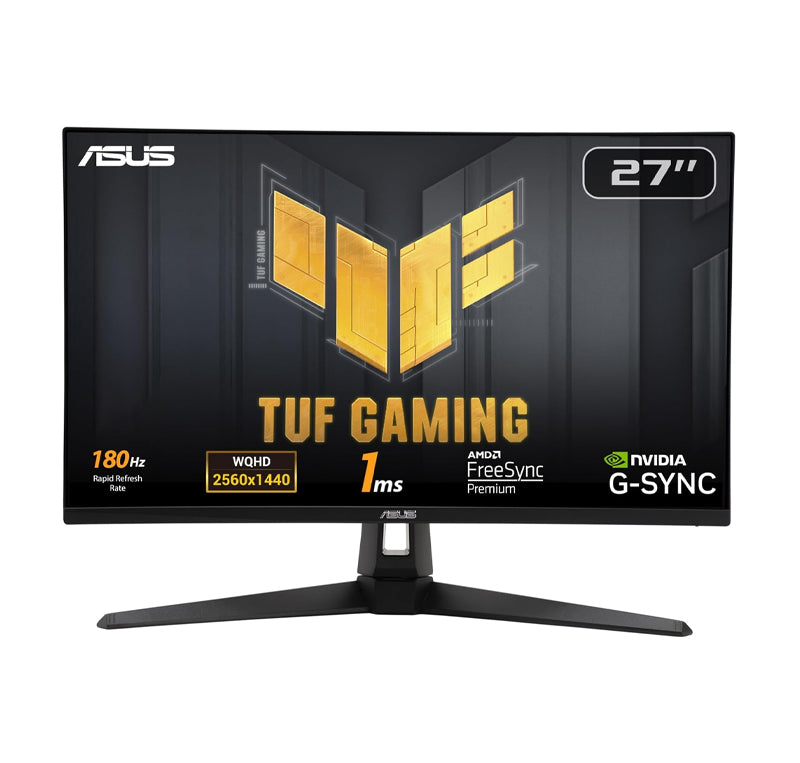 ASUS TUF Gaming VG27AQ3A - 27” 1440P HDR Monitor – QHD (2560 x 1440), 180Hz, 1ms, Fast IPS, 130% sRGB, Extreme Low Motion Blur Sync, Speakers, Freesync Premium, G-SYNC Compatible, HDMI, DisplayPort